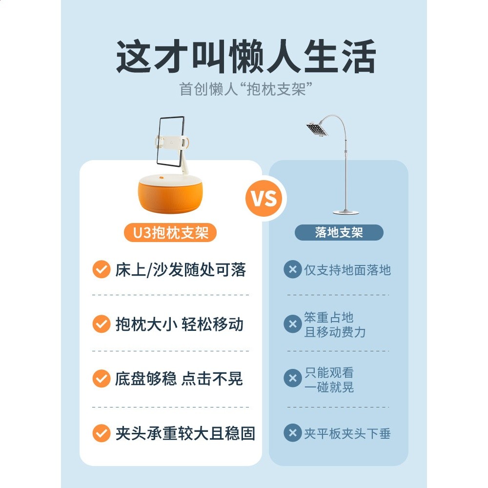 賽鯨U3手機平板通用抱枕支架ipad床上支撐架懶人神器同款不倒翁躺著看平板神器手機懶人手機支架何同學同款-細節圖5