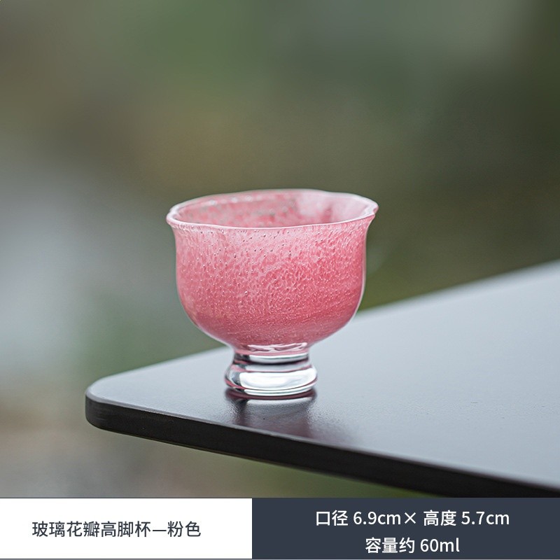 玻璃花瓣高腳杯—粉色