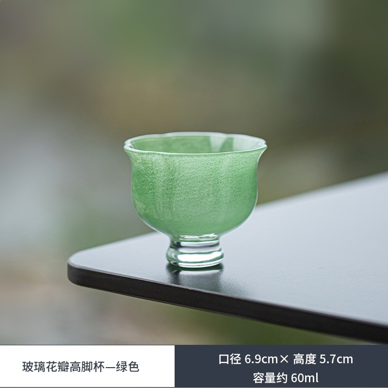 玻璃花瓣高腳杯—綠色
