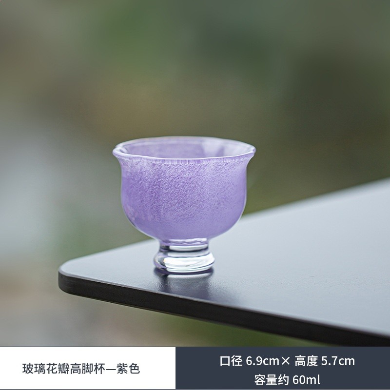 玻璃花瓣高腳杯—紫色