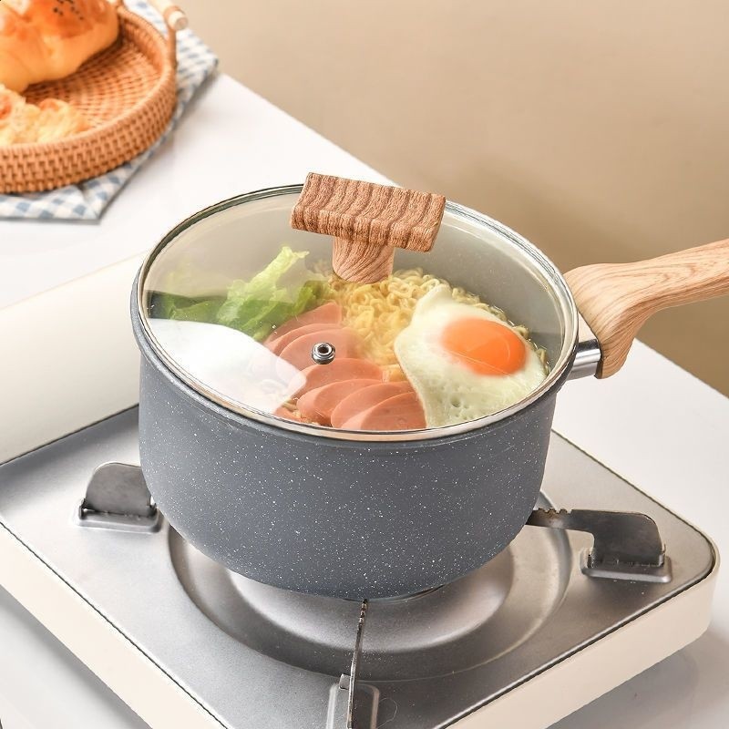 麥飯石紋雪平鍋奶鍋湯鍋寶寶輔食泡麵鍋燒水小炒鍋不沾鍋早餐-細節圖5