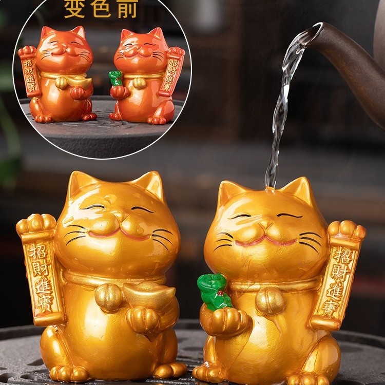 個性貓精品可養變色茶寵擺件家用創意茶具配件茶桌茶玩茶臺裝飾品-細節圖2