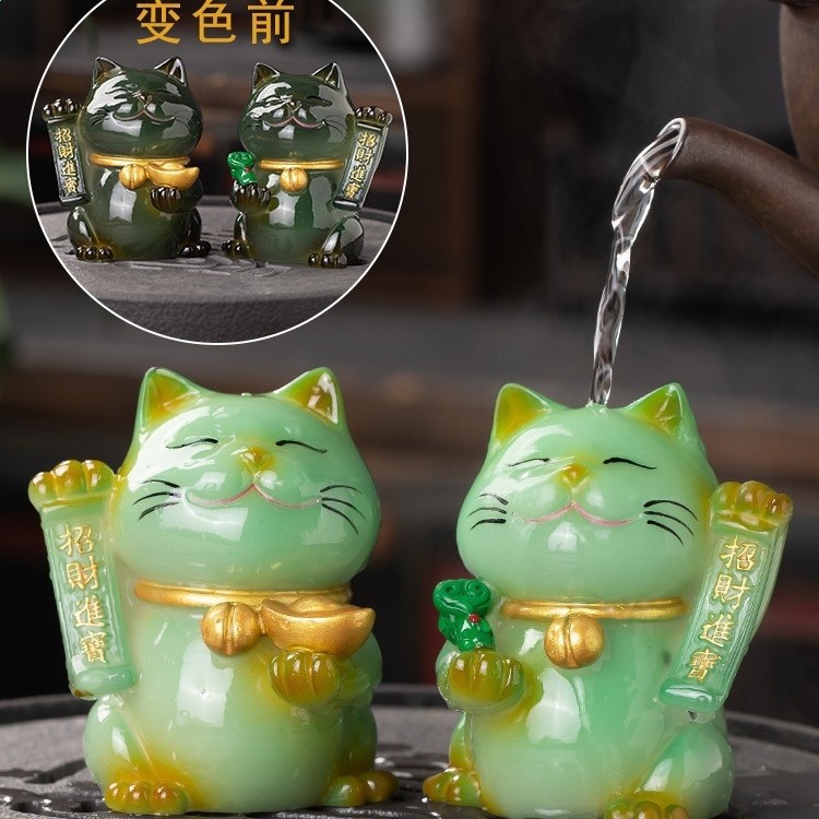個性貓精品可養變色茶寵擺件家用創意茶具配件茶桌茶玩茶臺裝飾品-細節圖3