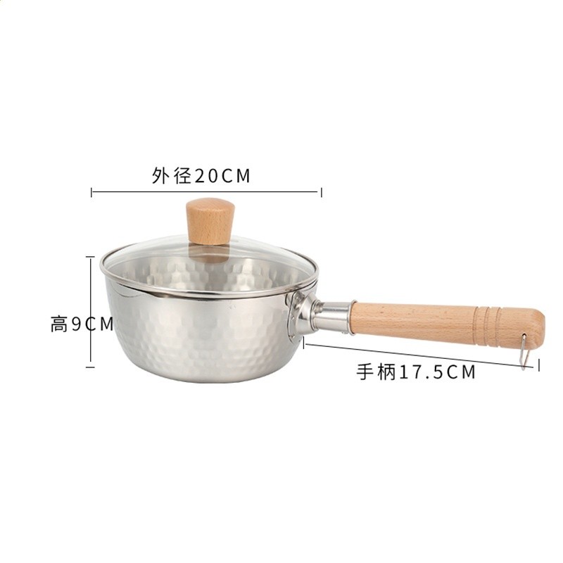 日式雪平鍋批發不鏽鋼寶寶輔食鍋家用帶蓋多用泡麵鍋奶鍋不沾鍋-規格圖5