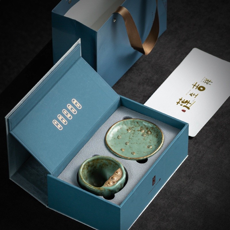 仿生蓮蓬主人杯中式茶杯手工單杯粗陶大號品茗杯墊禮盒裝陶瓷茶具-細節圖3