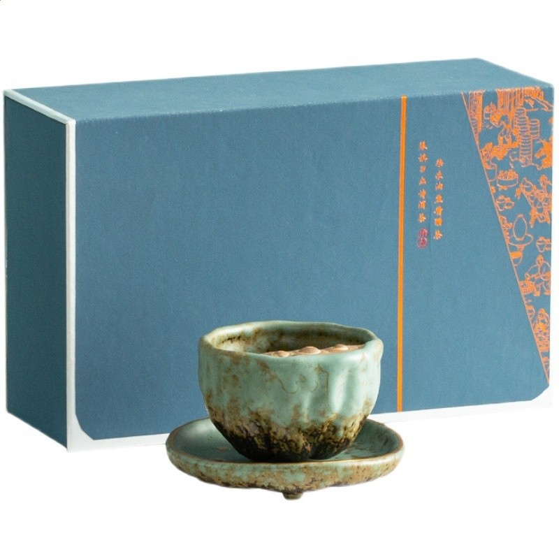 仿生蓮蓬主人杯中式茶杯手工單杯粗陶大號品茗杯墊禮盒裝陶瓷茶具-細節圖5