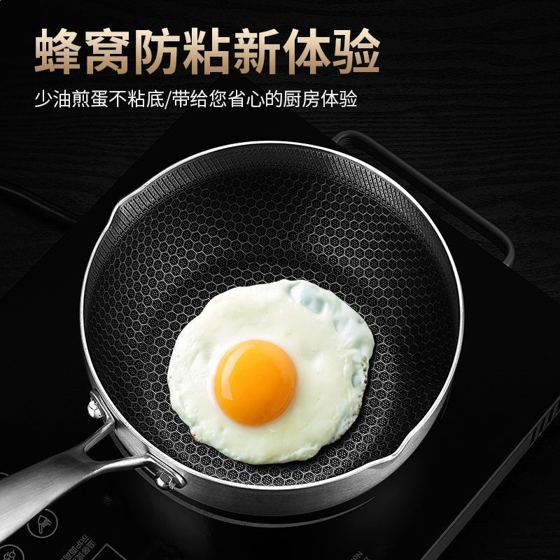 不鏽鋼雪平鍋奶鍋炒鍋粘鍋湯鍋家用無塗層煮炒麵鍋電磁爐燃氣-細節圖3
