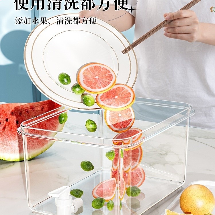 冰箱冷水壺帶龍頭家用大容量冰涼水壺冷泡壺耐高溫飲料桶水果茶桶-細節圖2