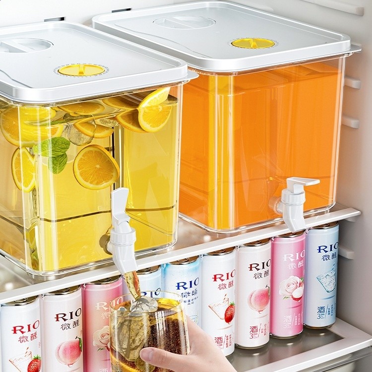 冰箱冷水壺帶龍頭家用大容量冰涼水壺冷泡壺耐高溫飲料桶水果茶桶-細節圖3