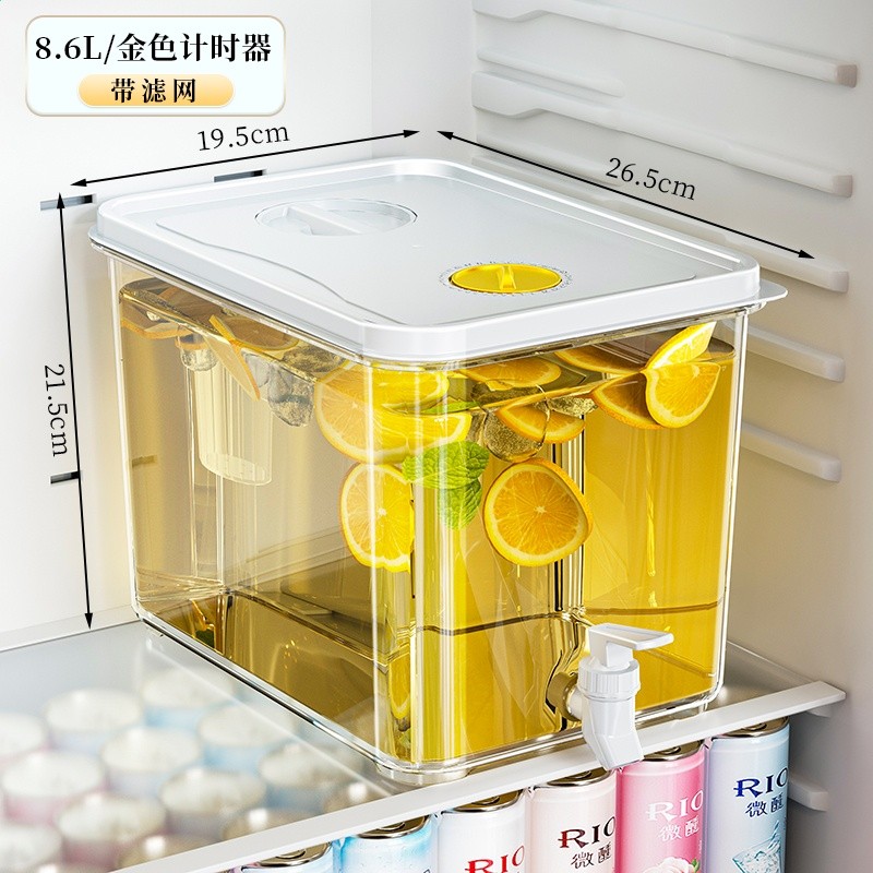 冰箱冷水壺帶龍頭家用大容量冰涼水壺冷泡壺耐高溫飲料桶水果茶桶-規格圖5