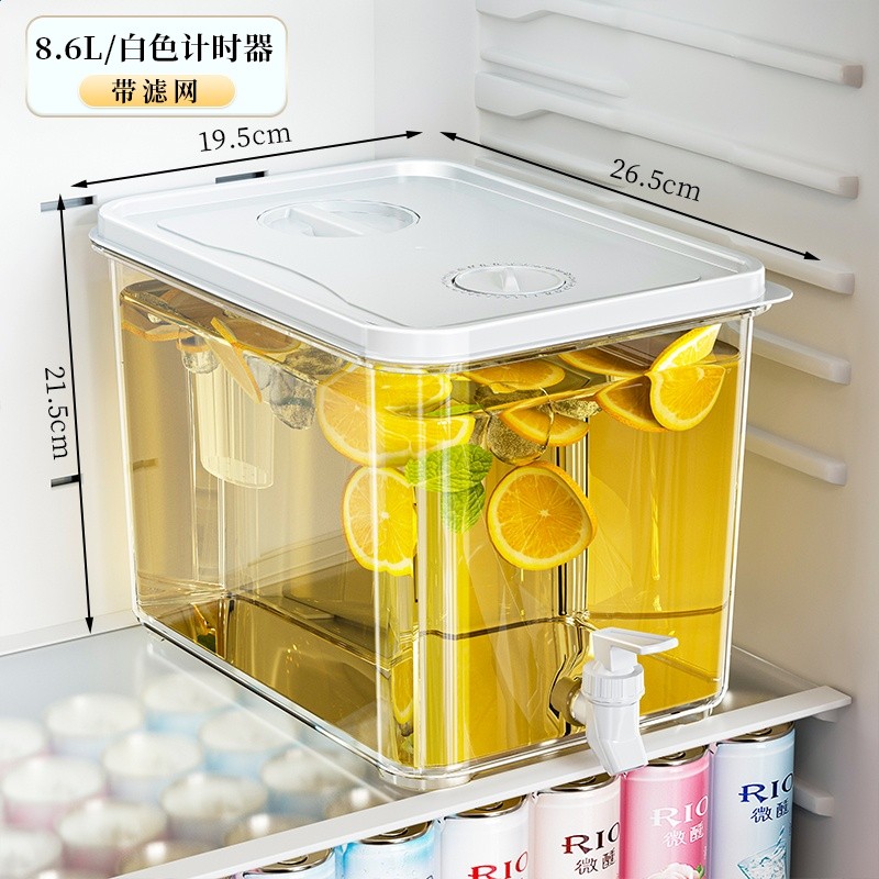 冰箱冷水壺帶龍頭家用大容量冰涼水壺冷泡壺耐高溫飲料桶水果茶桶-規格圖5