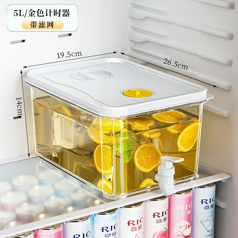 冰箱冷水壺帶龍頭家用大容量冰涼水壺冷泡壺耐高溫飲料桶水果茶桶-規格圖5