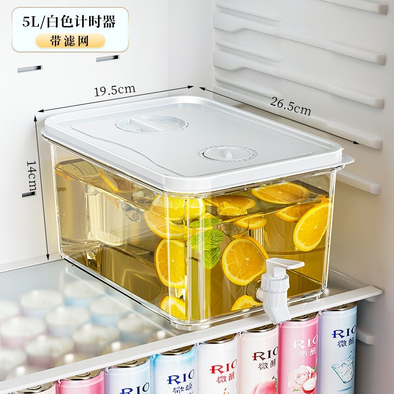 冰箱冷水壺帶龍頭家用大容量冰涼水壺冷泡壺耐高溫飲料桶水果茶桶-規格圖5