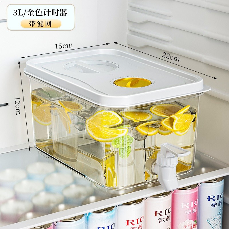 冰箱冷水壺帶龍頭家用大容量冰涼水壺冷泡壺耐高溫飲料桶水果茶桶-規格圖5