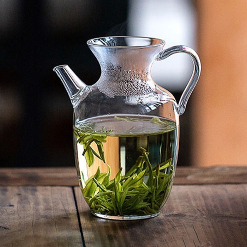 仿宋手執綠茶壺 家用耐熱茶具耐高溫高硼矽玻璃蒸煮泡茶壺便攜無-細節圖3