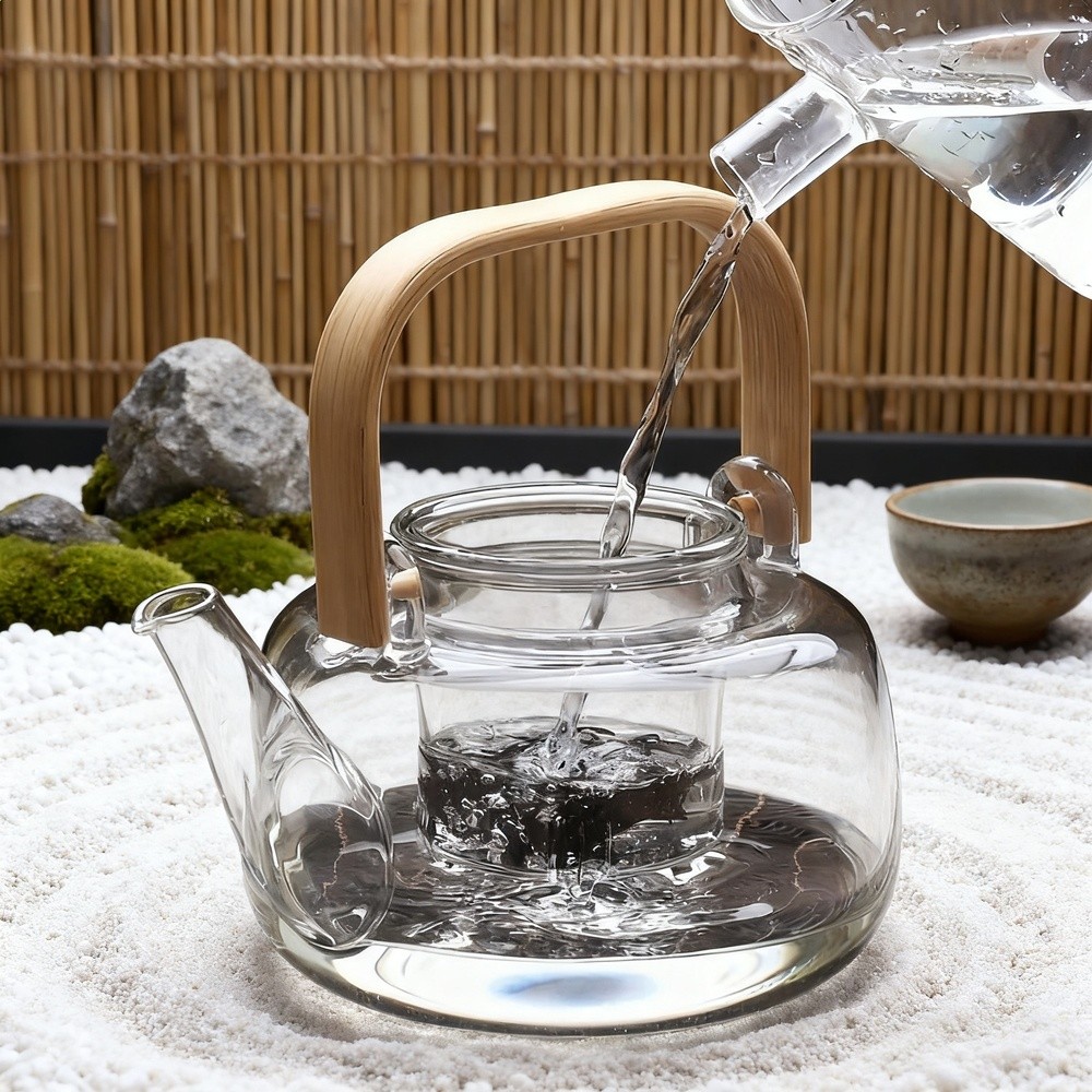 圍爐煮茶壺耐高溫玻璃家用提樑壺燒水泡茶壺電陶爐煮茶器茶具套裝-細節圖2