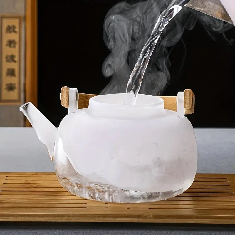 圍爐煮茶壺耐高溫玻璃家用提樑壺燒水泡茶壺電陶爐煮茶器茶具套裝-細節圖4