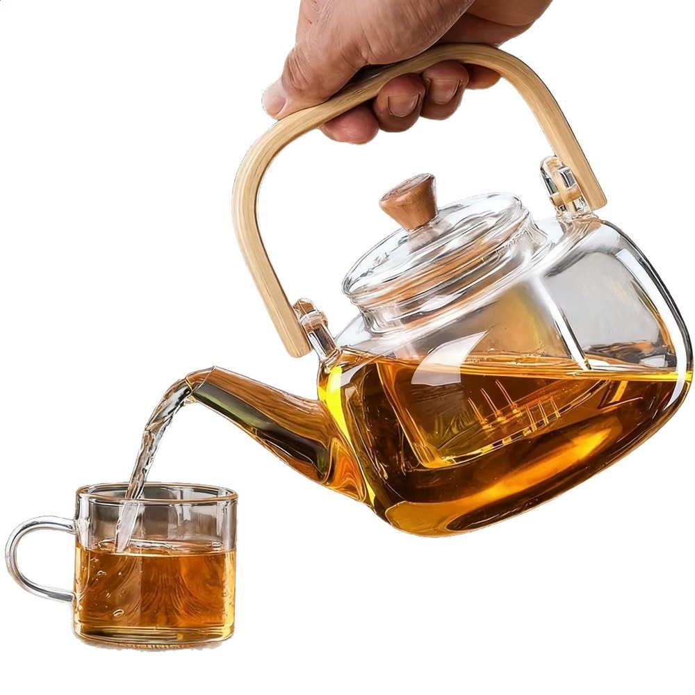 圍爐煮茶壺耐高溫玻璃家用提樑壺燒水泡茶壺電陶爐煮茶器茶具套裝-細節圖5