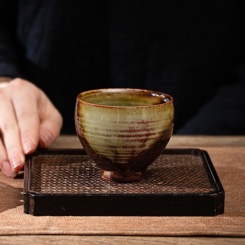 仿古柴燒主人杯單杯純手工窯變茶盞茶具茶杯單個人品茗杯陶瓷大號-細節圖4
