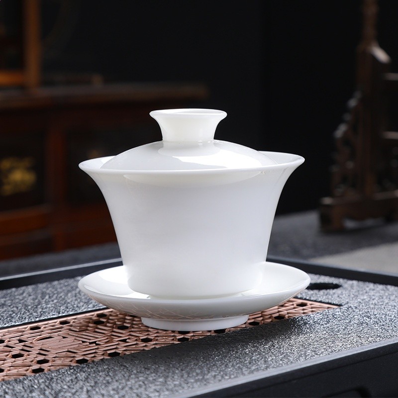 德化白瓷功夫茶具羊脂玉茶具套裝蓋碗禮盒裝商務伴手禮可定logo-細節圖3