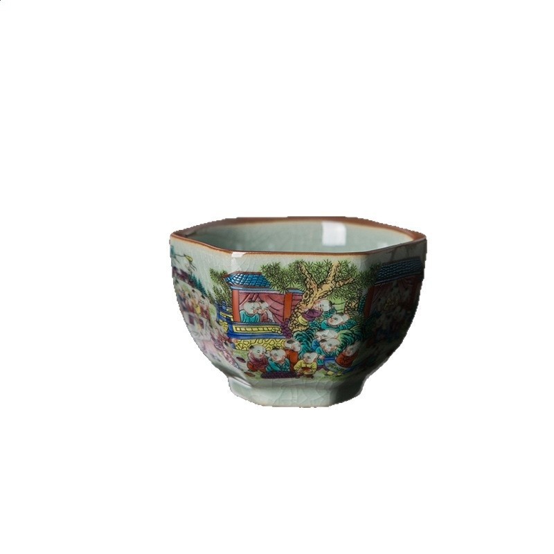 老陶泥六方杯茶杯景德鎮陶瓷功夫品茗杯單杯主人杯茶具茶盞專用杯-細節圖5