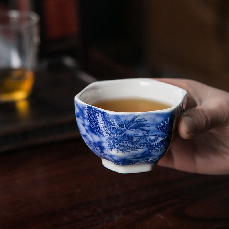 瓷泥六方杯青龍