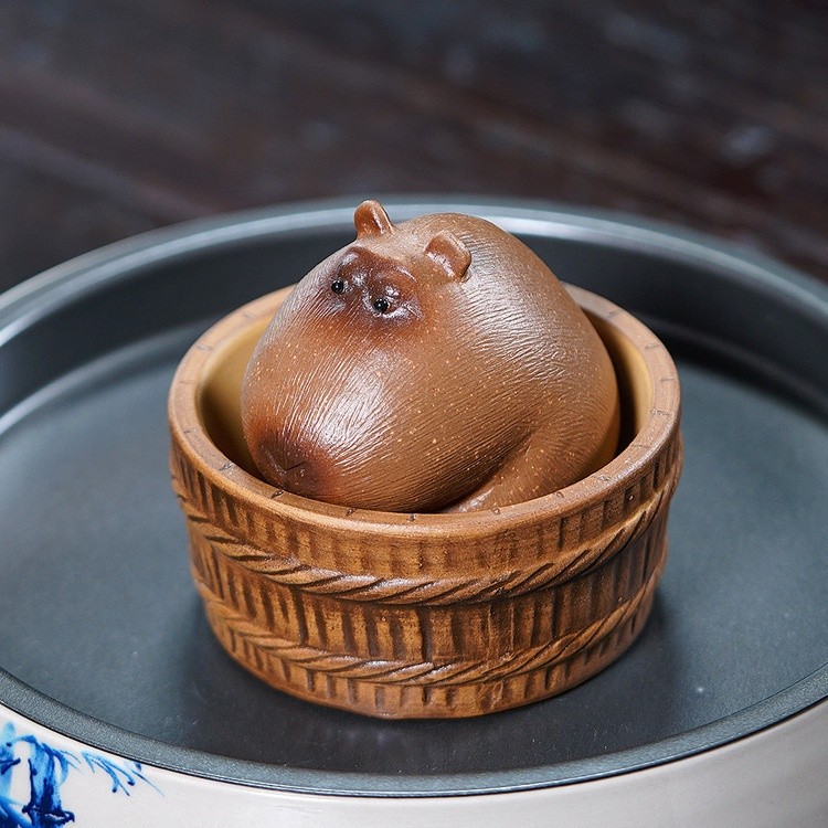 壺芝宴宜興紫砂卡皮吧啦茶水擺件卡比巴拉茶寵茶具配件造景可養-細節圖2