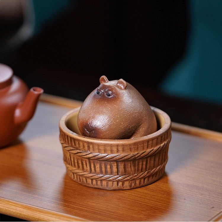 壺芝宴宜興紫砂卡皮吧啦茶水擺件卡比巴拉茶寵茶具配件造景可養-細節圖3
