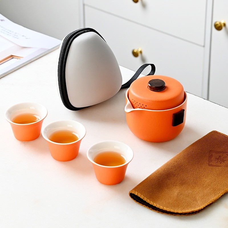 戶外旅行茶具套裝批發快客杯一壺三杯便攜陶瓷商務伴手禮品泡茶壺-規格圖5