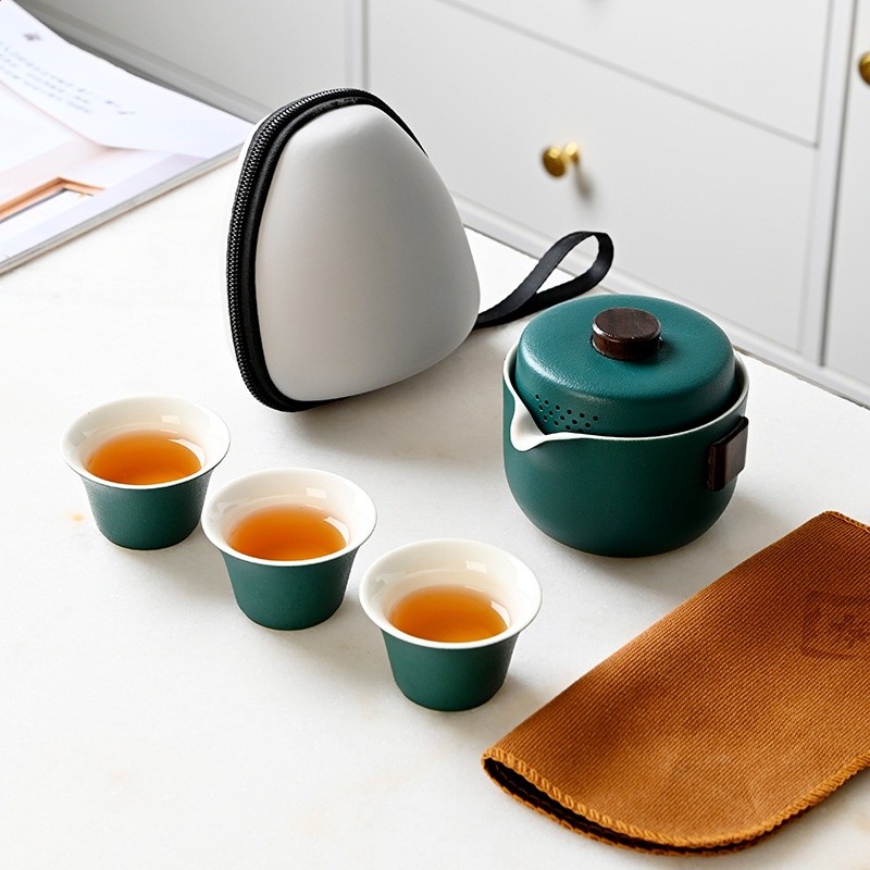 戶外旅行茶具套裝批發快客杯一壺三杯便攜陶瓷商務伴手禮品泡茶壺-規格圖5