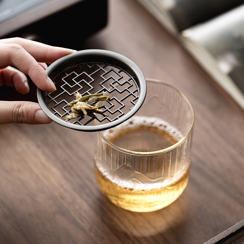 日式玻璃建水茶洗加厚圓形水盂帶蓋過濾茶道配件壺承小茶桶茶具-細節圖2
