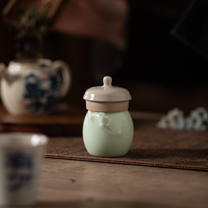 復古茶寵擺件蓋置青瓷蓋夫茶具配件蓋碗茶寵擺件茶置擱墊蓋子架-細節圖3