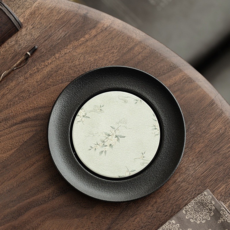 舒嵐黑陶茶盤陶瓷幹泡臺茶壺小托盤家用壺承復古茶具茶道配件-細節圖2