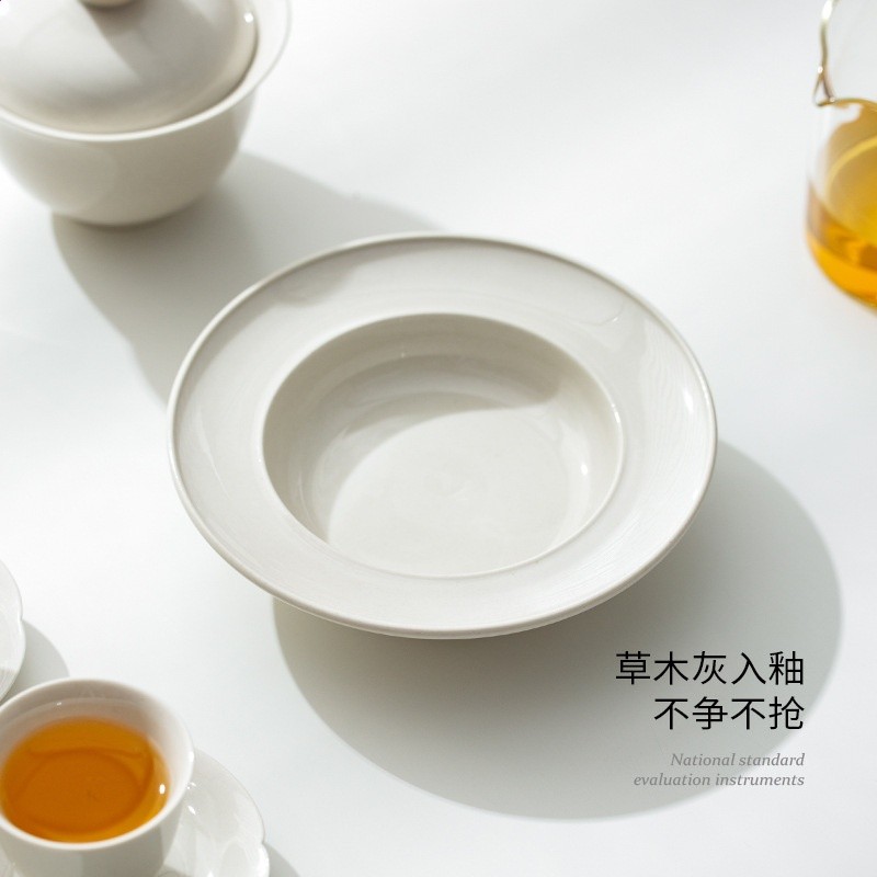 草木灰草帽壺承陶瓷日式幹泡臺茶具配件陶瓷茶臺功夫茶具圓形茶托-細節圖2