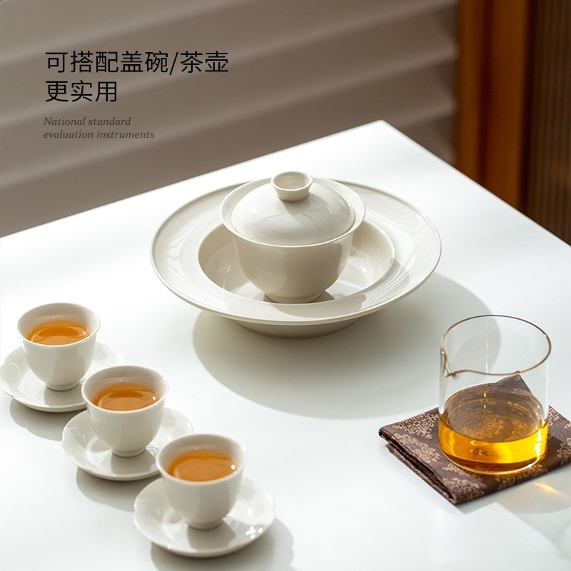 草木灰草帽壺承陶瓷日式幹泡臺茶具配件陶瓷茶臺功夫茶具圓形茶托-細節圖4