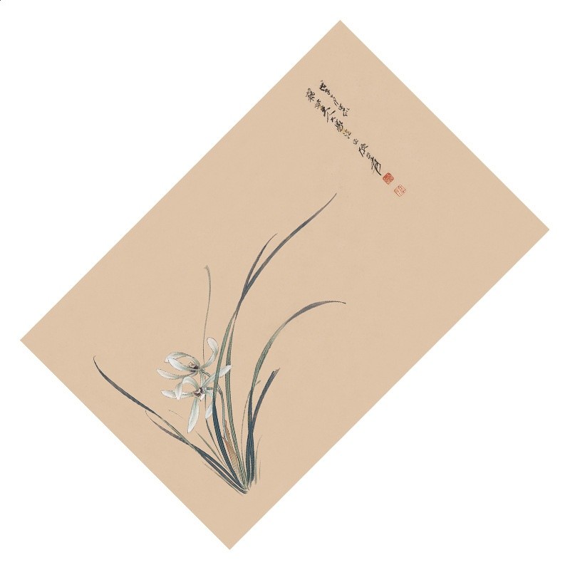 張大千蘭花麂皮絨茶巾（19*29cm）