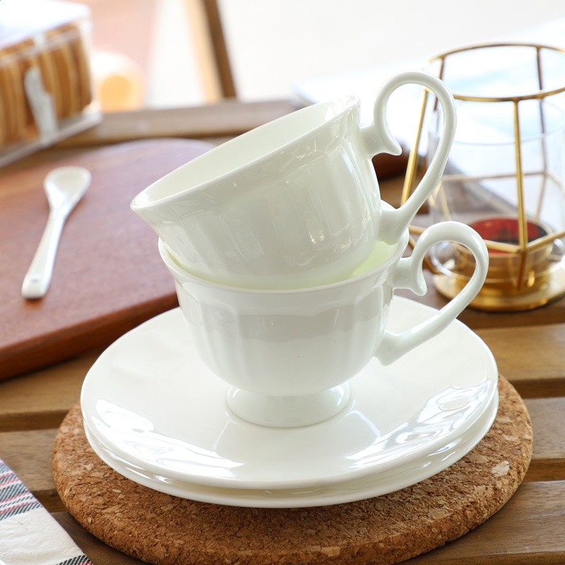 純白骨瓷咖啡杯碟套裝下午茶茶具-細節圖4
