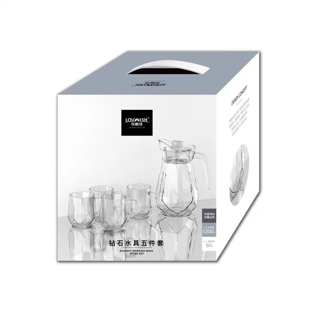 樂唯詩鑽石水具五件套茶具五件套耐高溫冷水壺家用禮品水具套裝-細節圖2