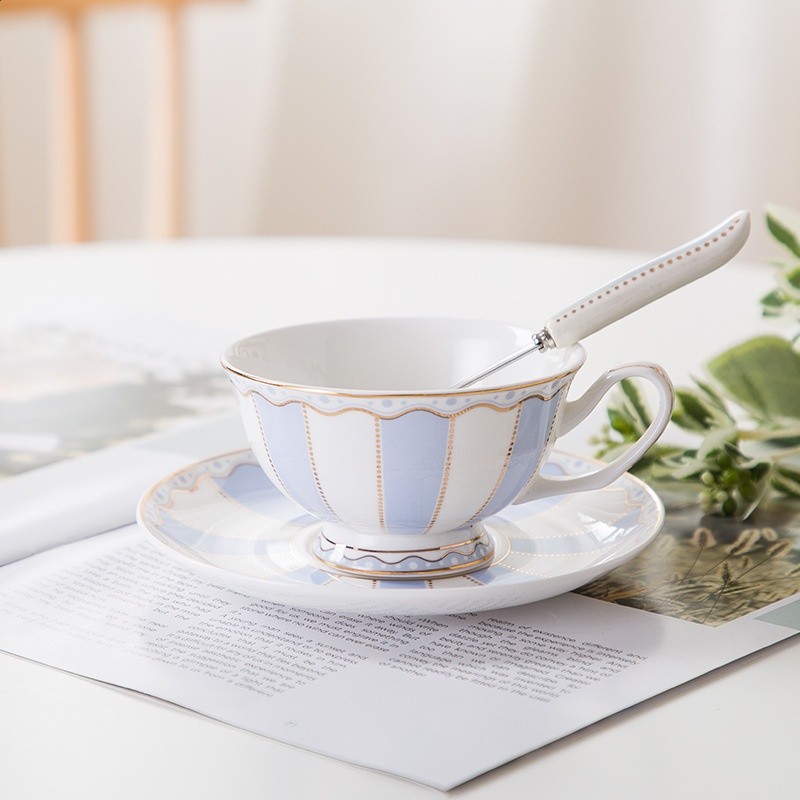 歐式金邊陶瓷咖啡杯碟套裝 紅茶杯碟骨瓷下午茶花茶具咖啡杯具-細節圖3