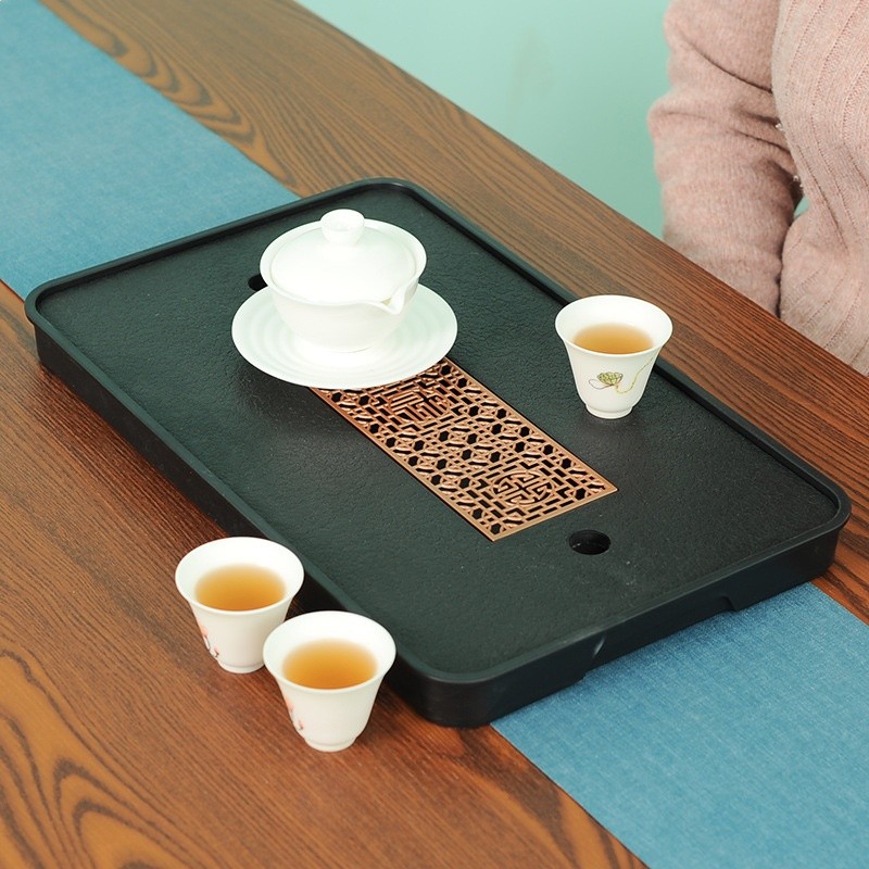 功夫茶盤家用小型茶臺2022新款茶托盤子帶排水瀝水儲水乾泡盤茶具-細節圖3