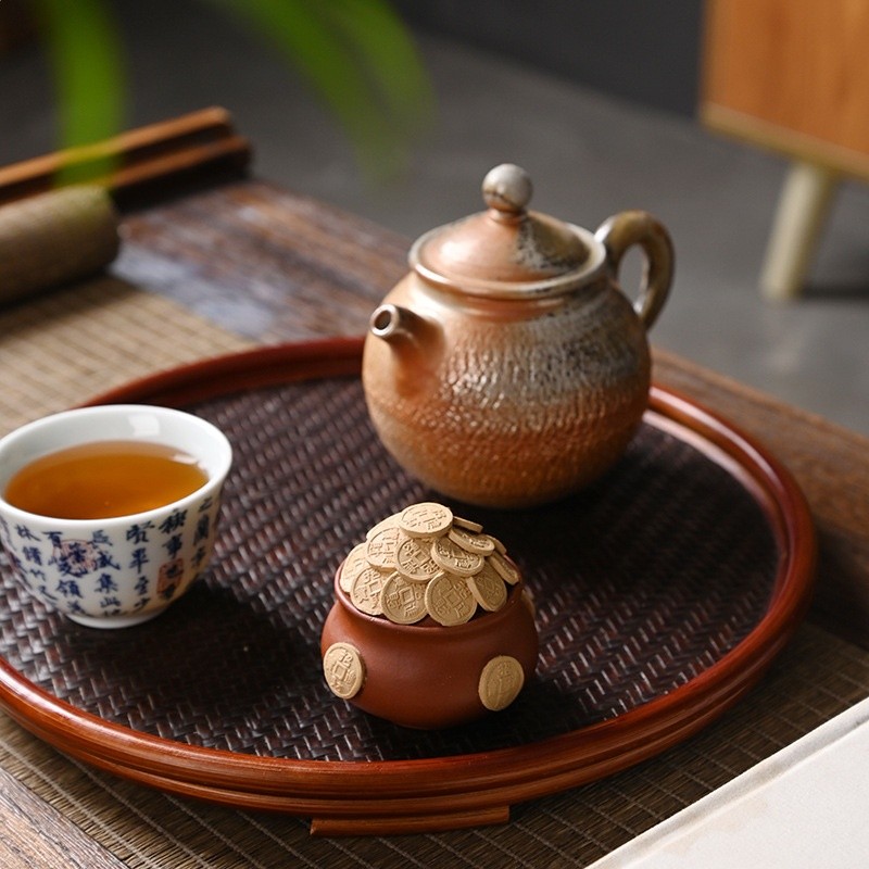 宜興紫砂茶寵可養招財茶玩茶桌裝飾品手工聚寶盆精品擺件茶具配件-細節圖3