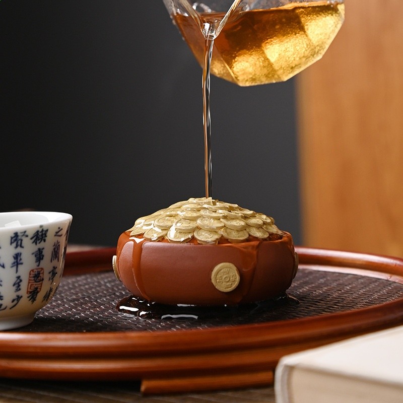 宜興紫砂茶寵可養招財茶玩茶桌裝飾品手工聚寶盆精品擺件茶具配件-細節圖4