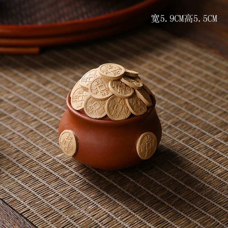 宜興紫砂茶寵可養招財茶玩茶桌裝飾品手工聚寶盆精品擺件茶具配件-規格圖5