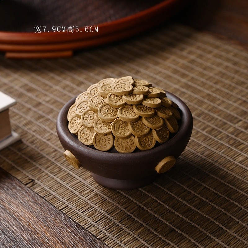 宜興紫砂茶寵可養招財茶玩茶桌裝飾品手工聚寶盆精品擺件茶具配件-規格圖5