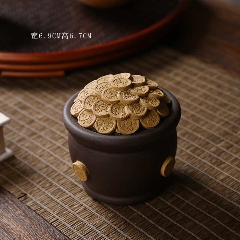 宜興紫砂茶寵可養招財茶玩茶桌裝飾品手工聚寶盆精品擺件茶具配件-規格圖5