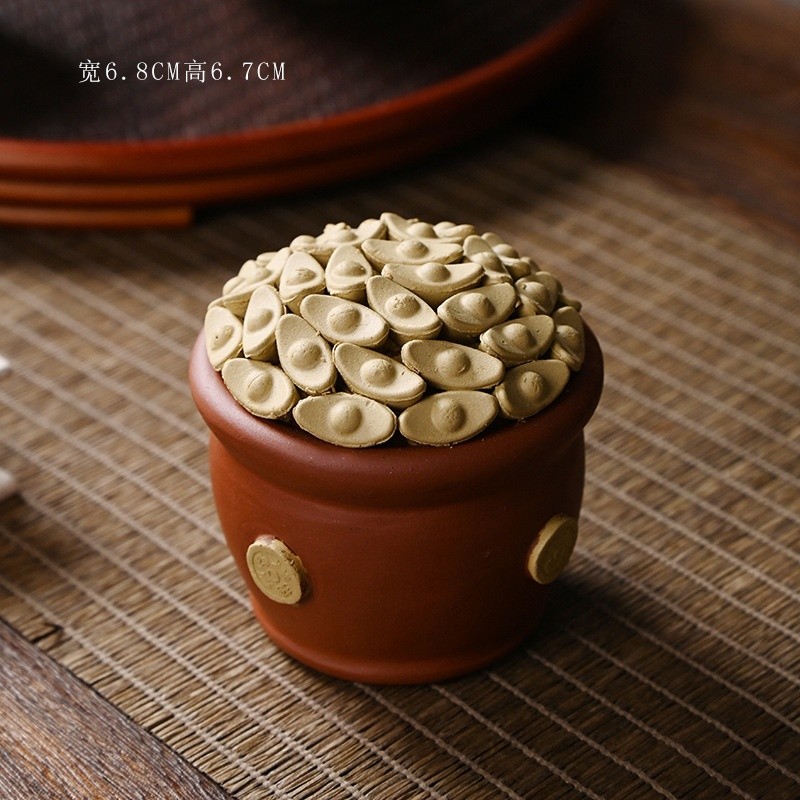 宜興紫砂茶寵可養招財茶玩茶桌裝飾品手工聚寶盆精品擺件茶具配件-規格圖5