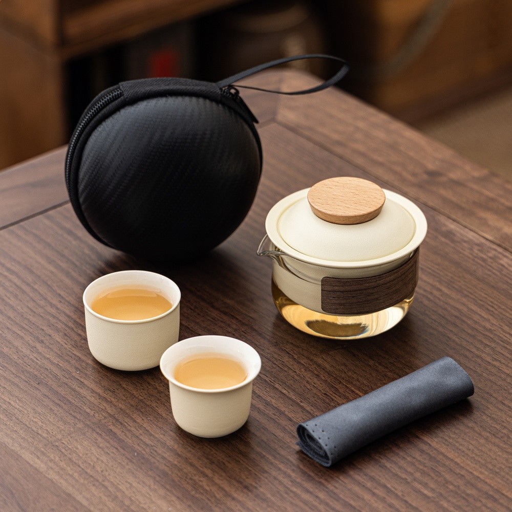 快客杯玻璃旅行茶具套裝個人用泡茶壺行動式戶外隨身茶具商務禮品-細節圖2