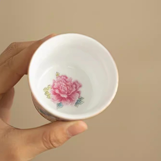 中國風琺琅彩陶瓷主人杯單杯女士高階茶具泡茶杯個人專用直筒杯-細節圖3