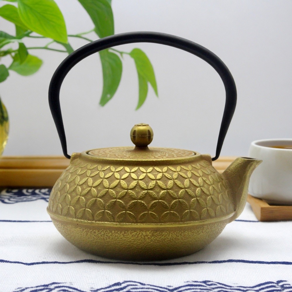 1000ml 四葉草外貿款鑄鐵茶壺 燒水煮茶亮光搪瓷內壁塗層茶壺茶具-細節圖2