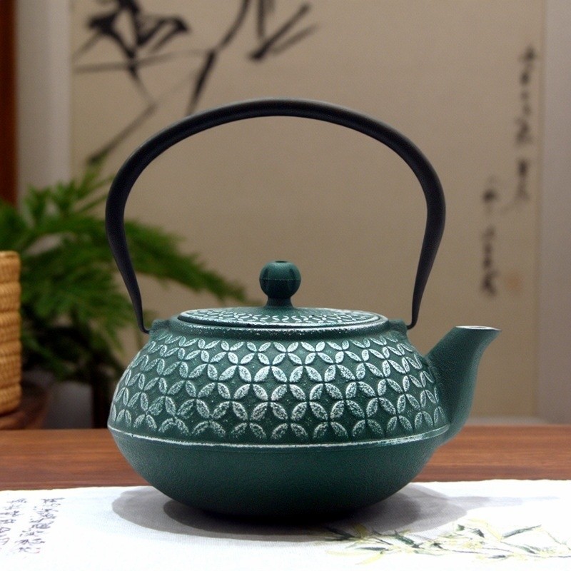 1000ml 四葉草外貿款鑄鐵茶壺 燒水煮茶亮光搪瓷內壁塗層茶壺茶具-規格圖5